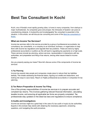 Best Tax Consultant In Kochi