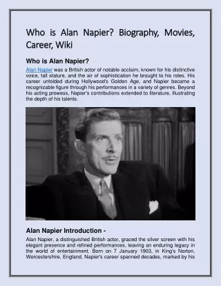 Who is Alan Napier? Biography, Movies, Career, Wiki