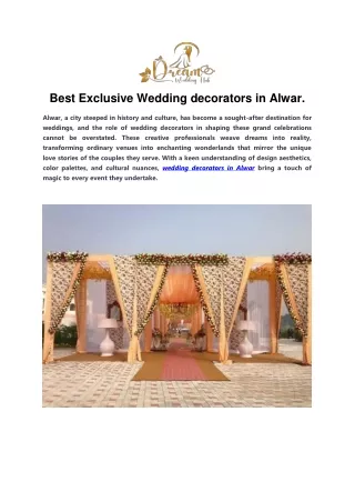 Best Exclusive Wedding decorators in Alwar.