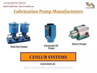 Premier Lubrication Pump Manufacturers in India