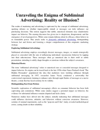 unraveling the enigma of subliminal advertising