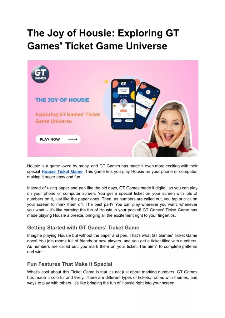 the joy of housie exploring gt games ticket game