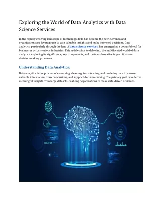 Exploring the World of Data Analytics with Data Science Services