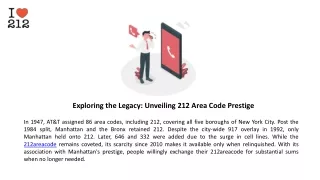 Exploring the Legacy: Unveiling 212 Area Code Prestige