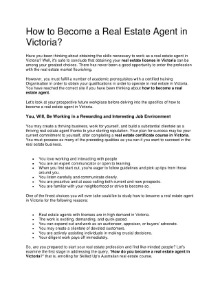 How to Become A Real Estate Agent in Victoria