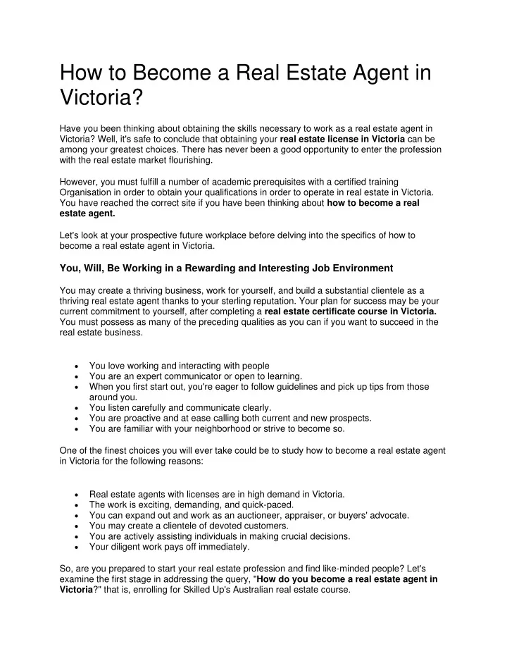 how to become a real estate agent in victoria