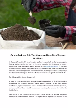 Carbon-Enriched Soil: The Science and Benefits of Organic Fertilizers