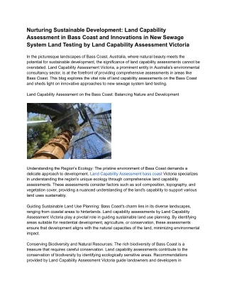 Land Capability Assessments