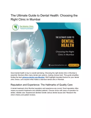 The Ultimate Guide to Dental Health_ Choosing the Right Clinic in Mumbai.docx