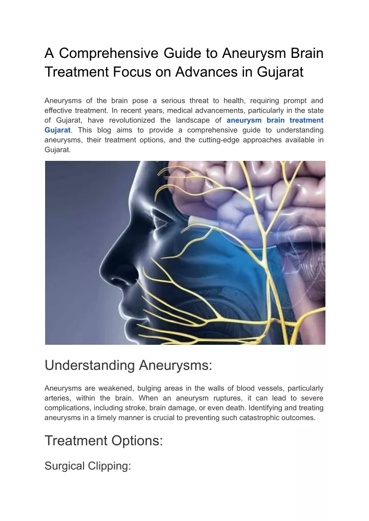 a comprehensive guide to aneurysm brain treatment