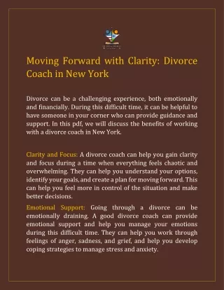 Moving Forward with Clarity: Divorce Coach in New York