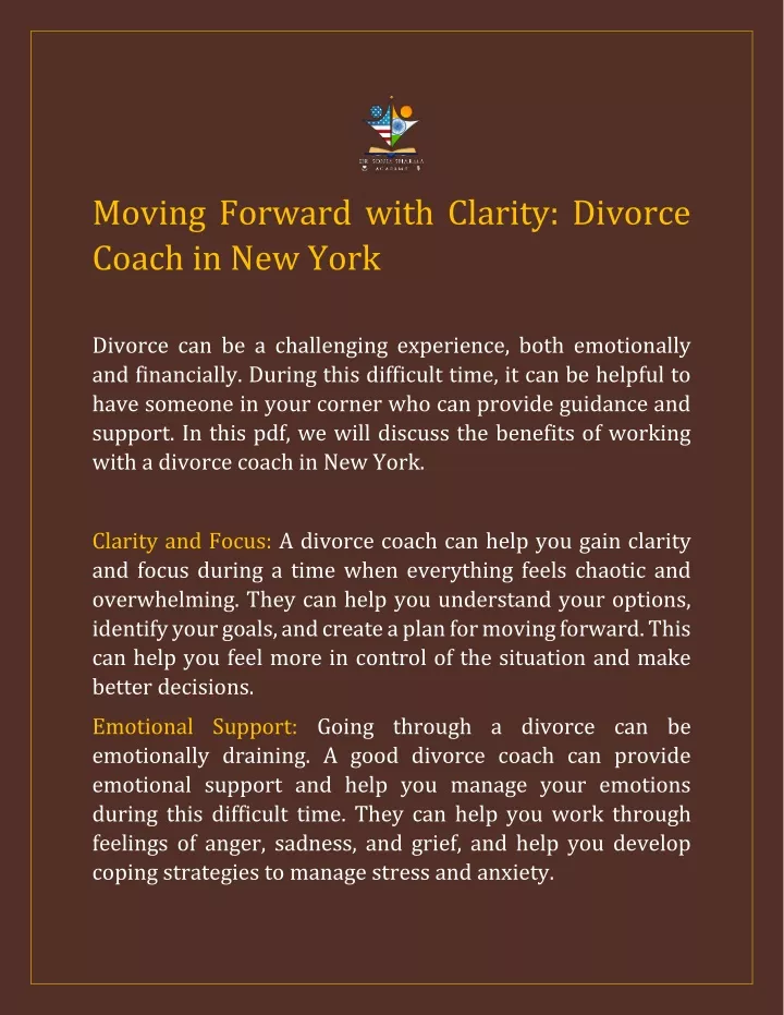 moving forward with clarity divorce coach