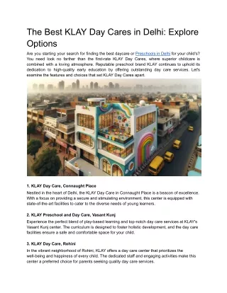 the best klay day cares in delhi explore options