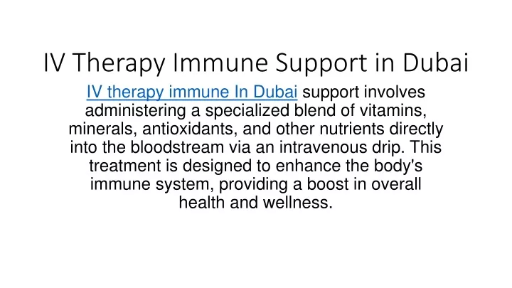 iv therapy immune support in dubai