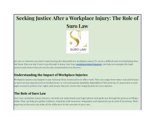 Seeking Justice After a Workplace Injury: The Role of Suro Law