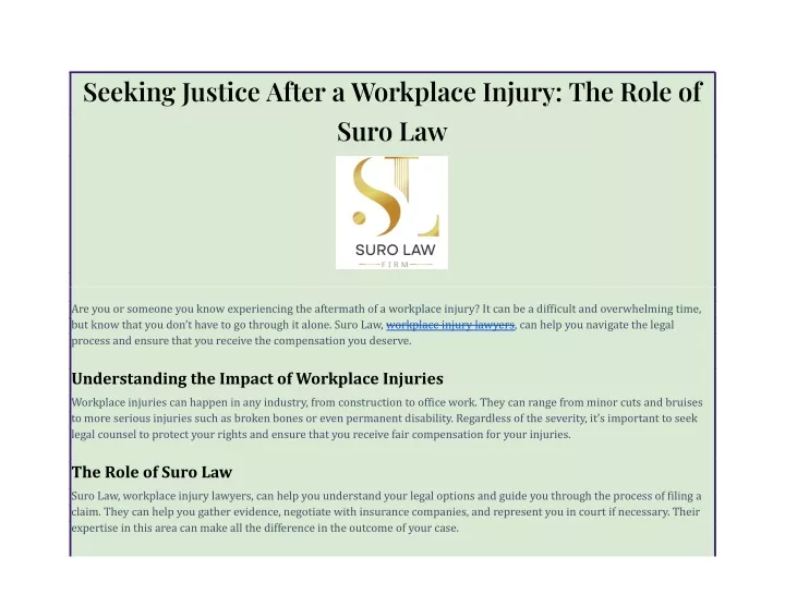 seeking justice after a workplace injury the role