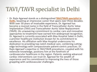 TAVI and TAVR specialist in Delhi