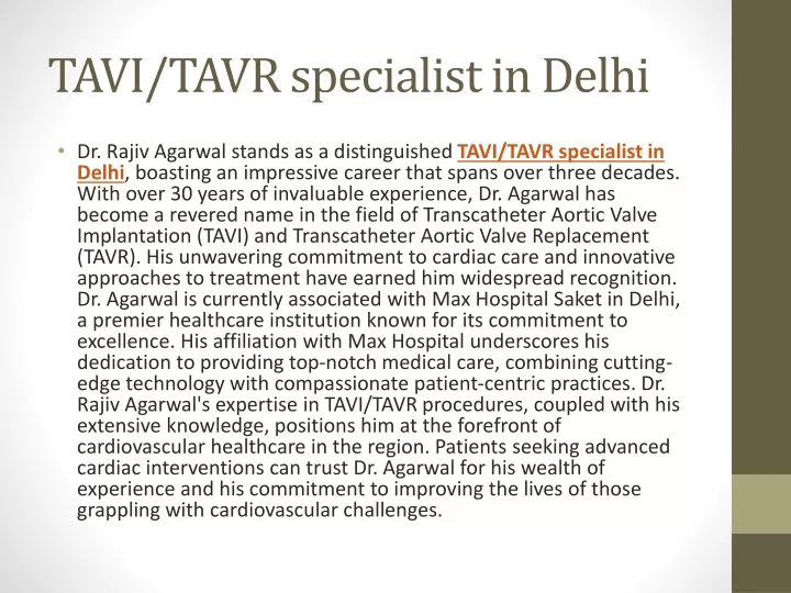 tavi tavr specialist in delhi