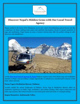 Discover Nepal's Hidden Gems with Our Local Travel Agency