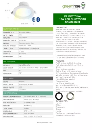 Explore the 10W Bluetooth LED Downlight by Greenhse Technologies
