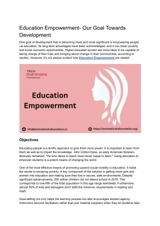 Education Empowerment- Our Goal Towards Development