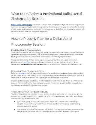 2023 - What to Do Before a Professional Dallas Aerial Photography Session