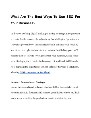 What Are The Best Ways To Use SEO For Your Business