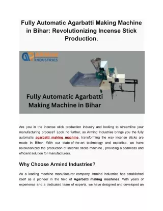 fully automatic agarbatti making machine in bihar