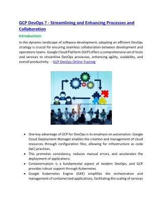 gcp devops streamlining and enhancing processes
