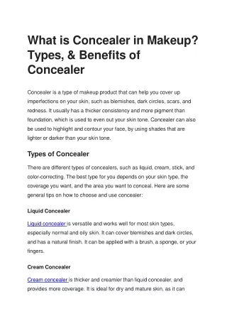 What is Concealer in Makeup Types, & Benefits of Concealer