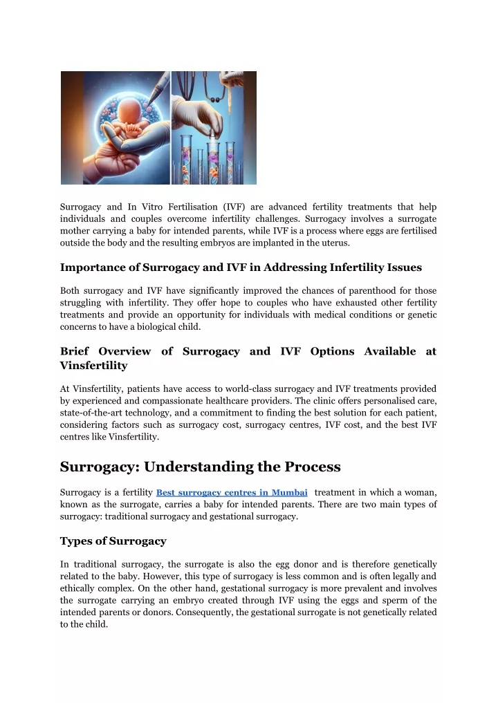 surrogacy and in vitro fertilisation