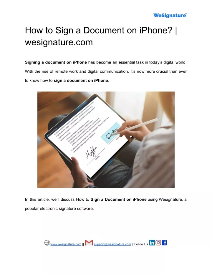 how to sign a document on iphone wesignature com