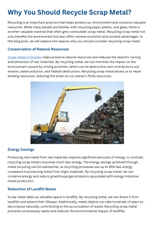 Why You Should Recycle Scrap Metal?