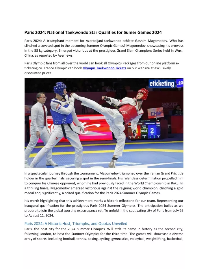 PPT Paris 2024 National Taekwondo Star Qualifies For Sumer Games 2024   Paris 2024 National Taekwondo Star Qualifies N 