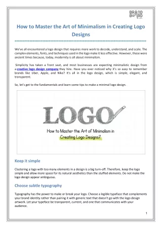 How to Master the Art of Minimalism in Creating Logo Designs