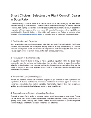smart choices selecting the right control4 dealer