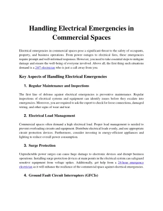 Handling Electrical Emergencies in Commercial Spaces