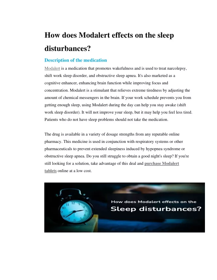 how does modalert effects on the sleep