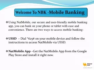 Introducing Easy Banking: Mobile Banking Choices in Kenya | National Bank