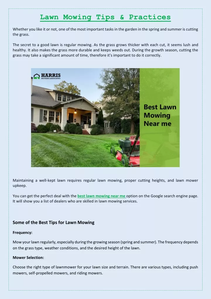 lawn mowing tips practices