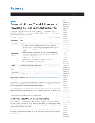 Ammonia Prices, Trend & Forecasts | Provided by Procurement Resource