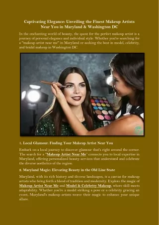 Captivating Elegance Unveiling the Finest Makeup Artists Near You in Maryland & Washington DC