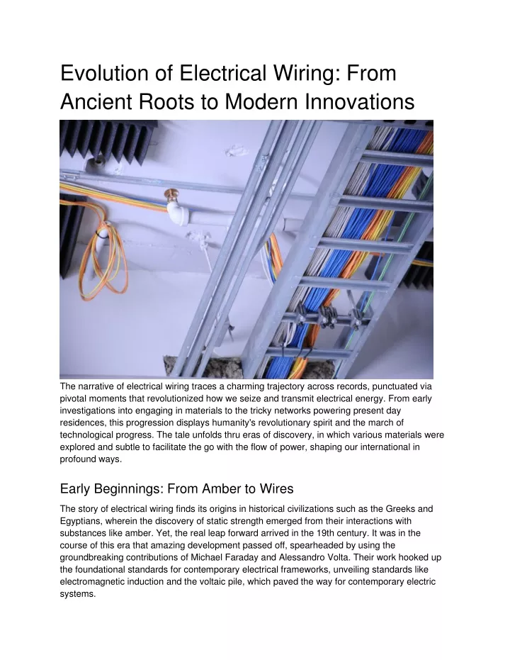 evolution of electrical wiring from ancient roots