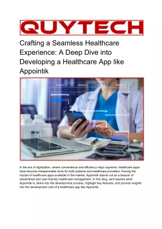 A Deep Dive into Developing a Healthcare App like Appointik