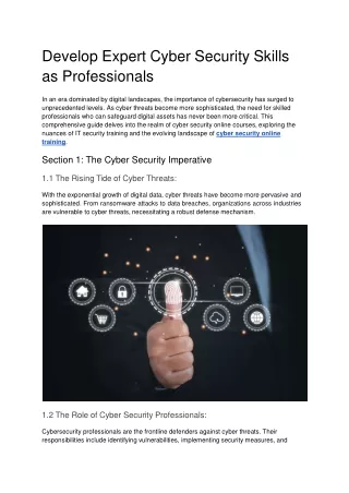 Develop Expert Cyber Security Skills as Professionals