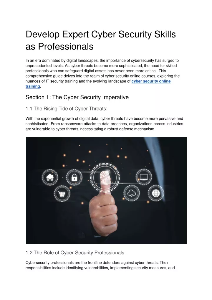 develop expert cyber security skills as professionals