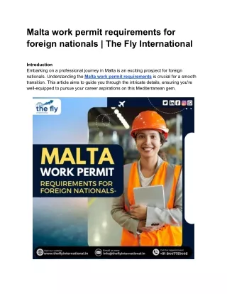 Malta work permit requirements for foreign nationals | The Fly International