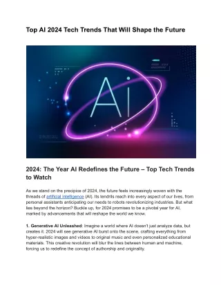 Top AI 2024 Tech Trends That Will Shape the Future