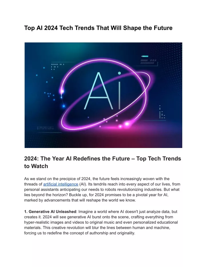 top ai 2024 tech trends that will shape the future