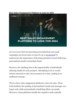 best sales engagement platform to look for 2024